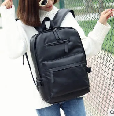 PU men's casual shoulder bag square vertical section black colour with stitching details and double strap