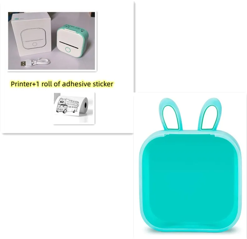 Phomemo T02 mini thermal label printer in white, showing front view with roll of sticky paper