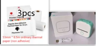 Phomemo T02 mini thermal label printer in white, showing front view with roll of sticky paper