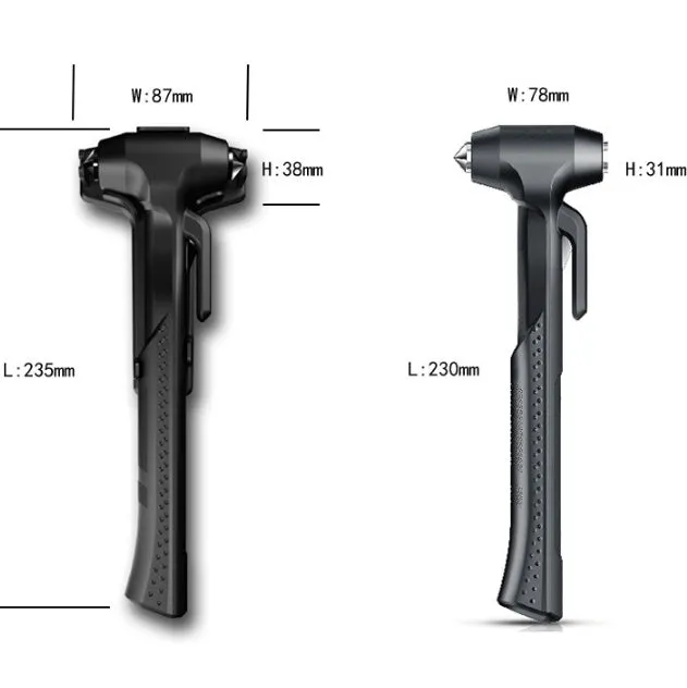 ABS high carbon steel window breaker safety hammer for vehicle emergency escape in black colour
