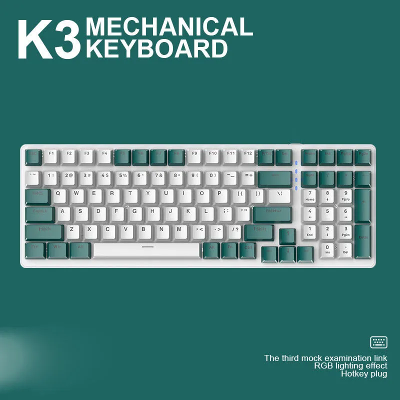 Wired mechanical keyboard with 100 ABS keys, USB cable, compact design, available in Bee colour