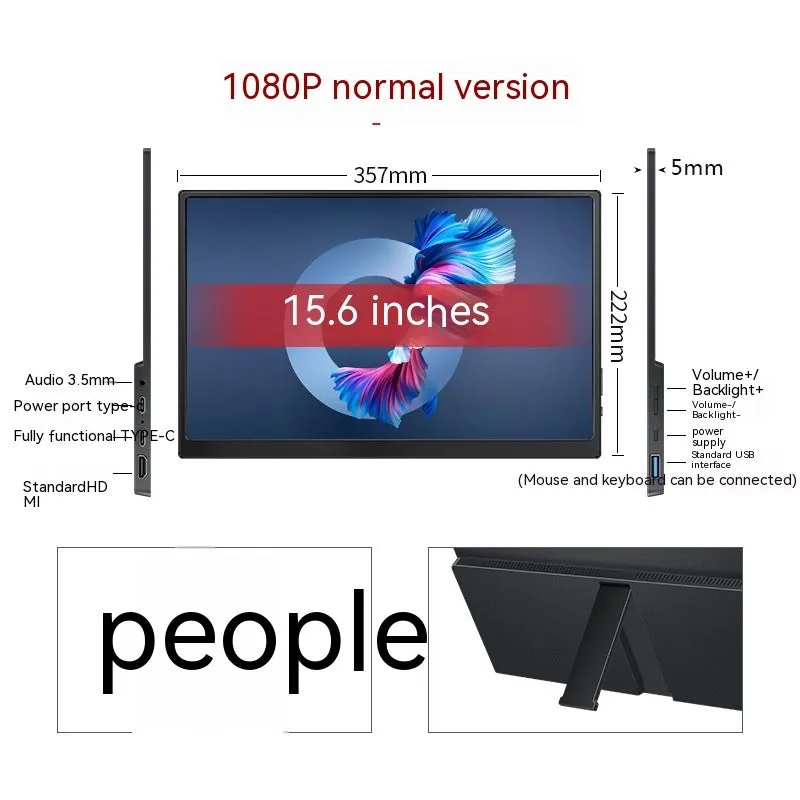 Touch portable monitor 13.3 inch IPS LED backlit 1080p screen for mobile phone and computer