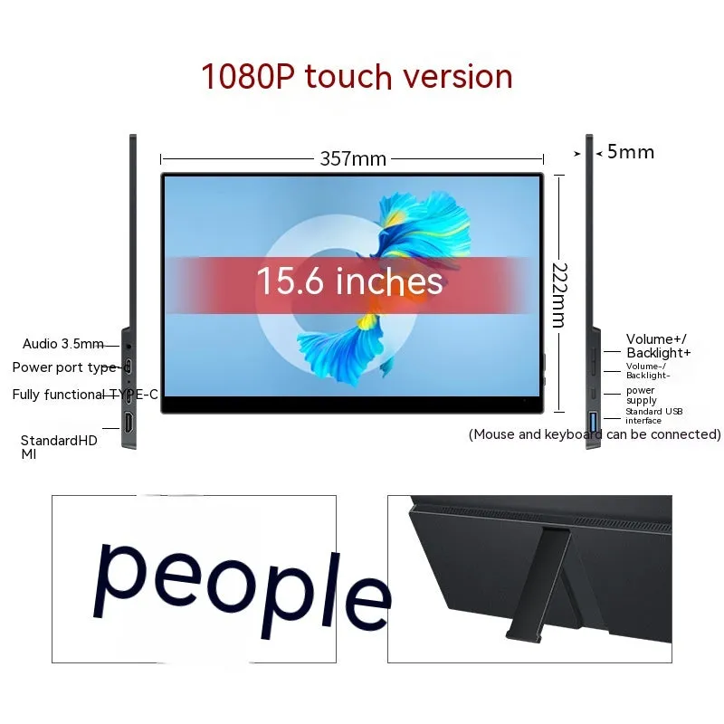 Touch portable monitor 13.3 inch IPS LED backlit 1080p screen for mobile phone and computer