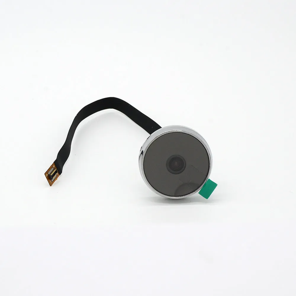 White video doorbell peephole camera with high resolution display replacing standard door viewer