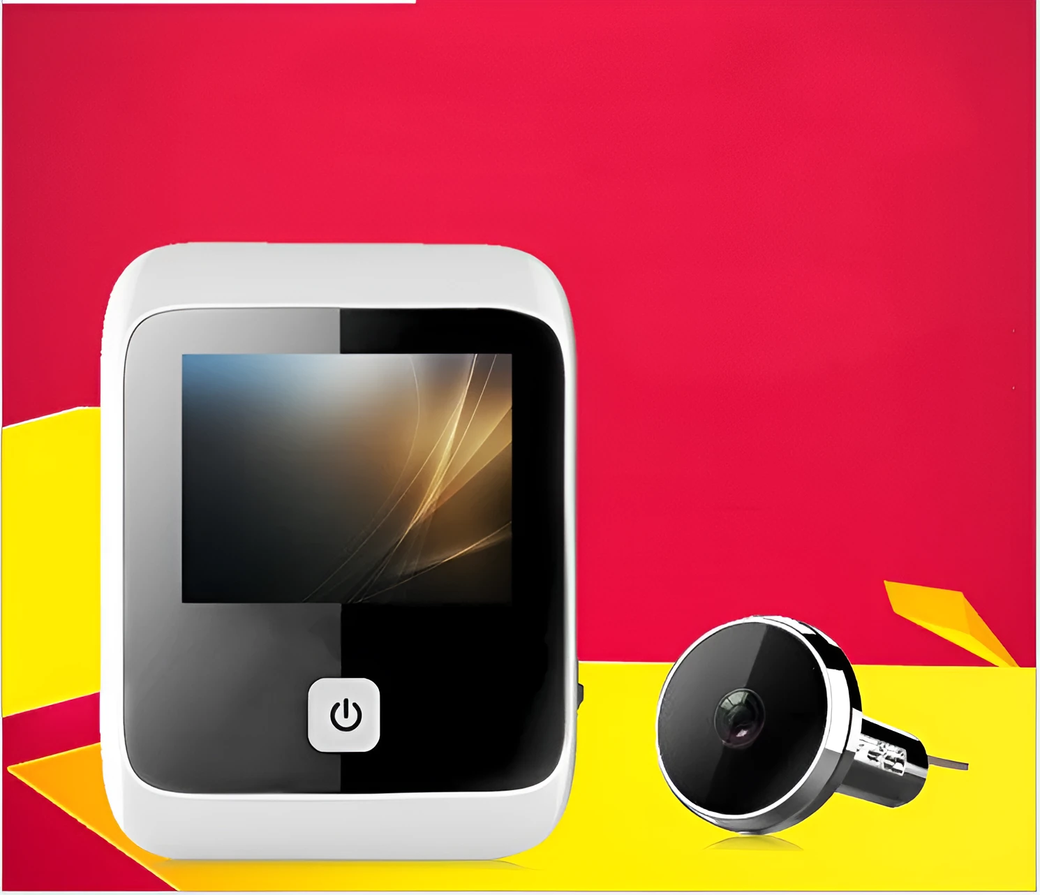 White video doorbell peephole camera with high resolution display replacing standard door viewer