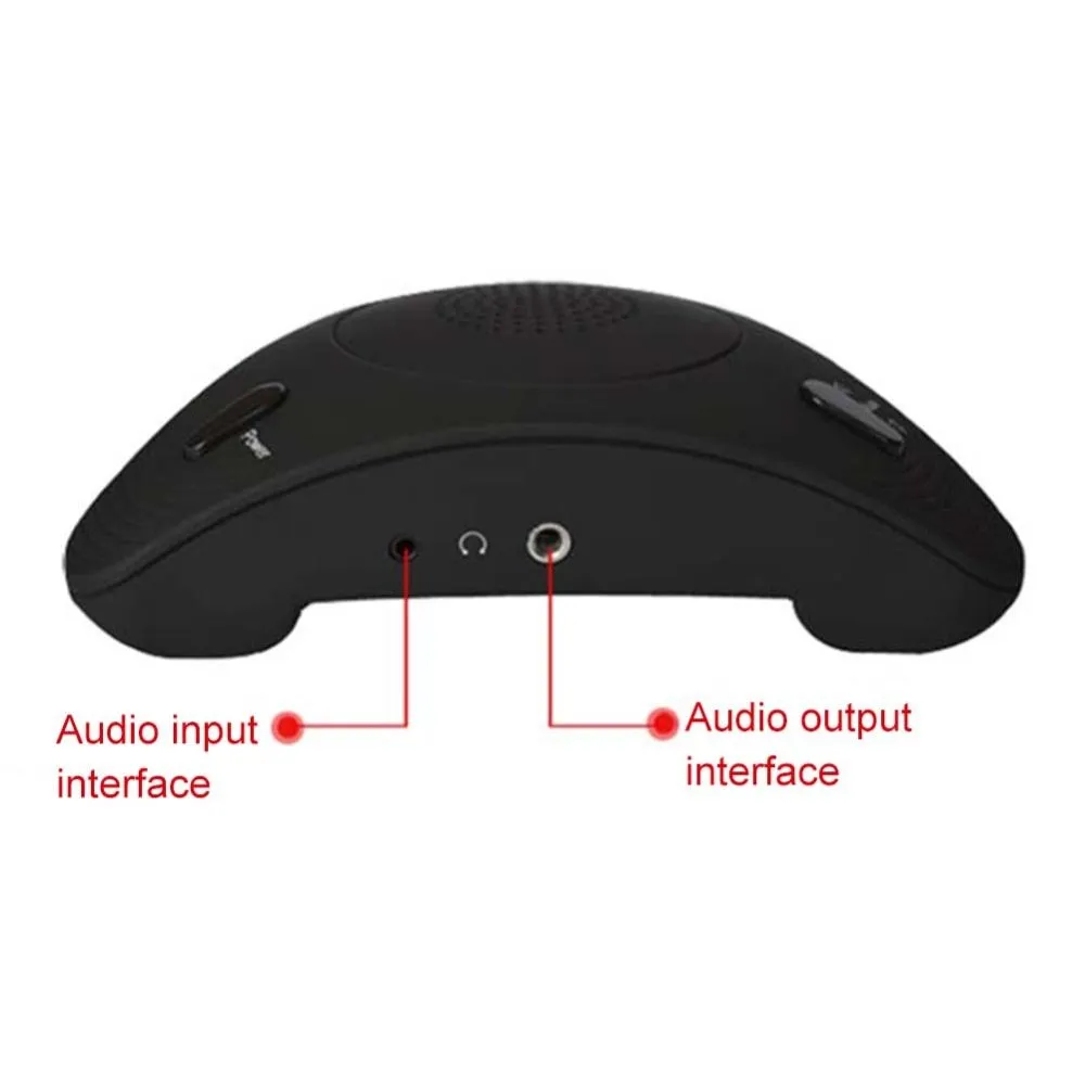 Black USB omnidirectional conference microphone with volume and mute buttons