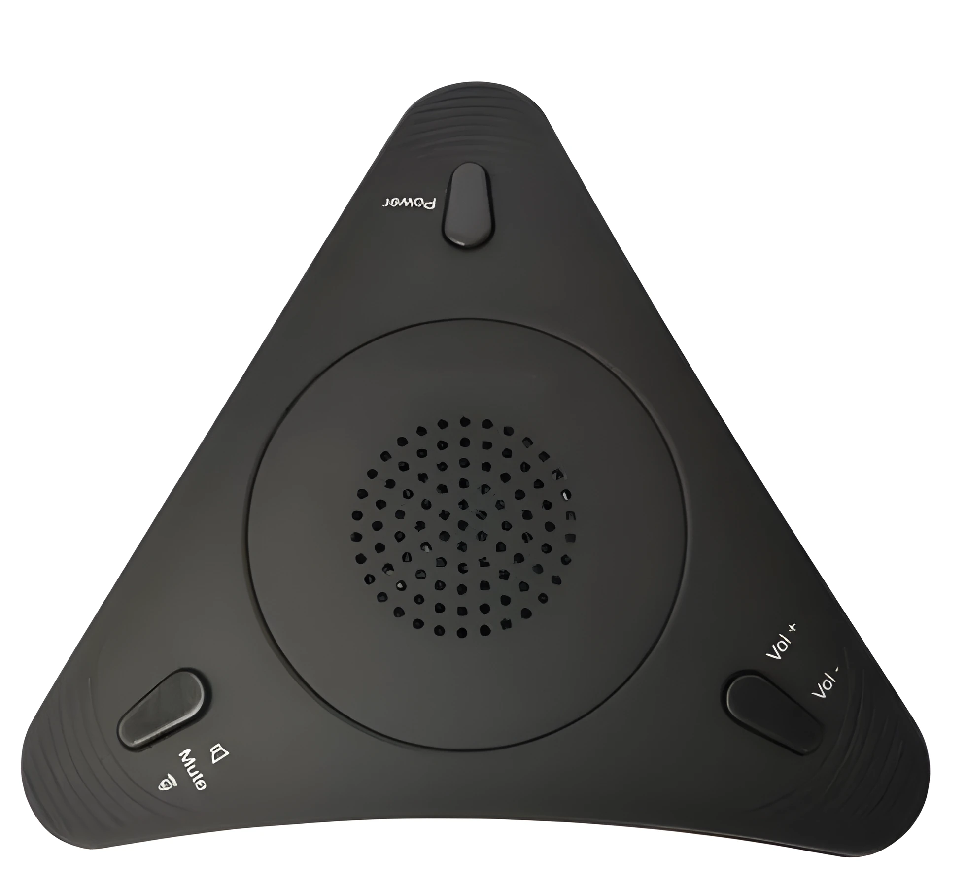 Black USB omnidirectional conference microphone with volume and mute buttons