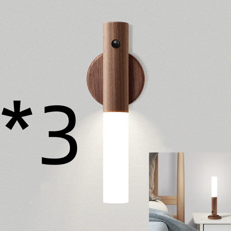 Smart Sensor Light LED desk lamp solid wood base organic glass panel warm white light