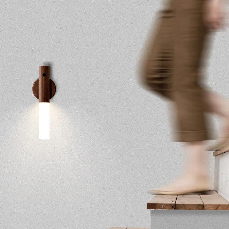 Smart Sensor Light LED desk lamp solid wood base organic glass panel warm white light