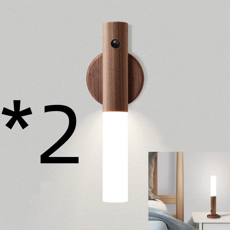 Smart Sensor Light LED desk lamp solid wood base organic glass panel warm white light
