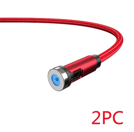 Essager 360-degree rotate magnetic USB-C charging cable with nylon braid, blue LED indicator, and aluminium alloy connector in black