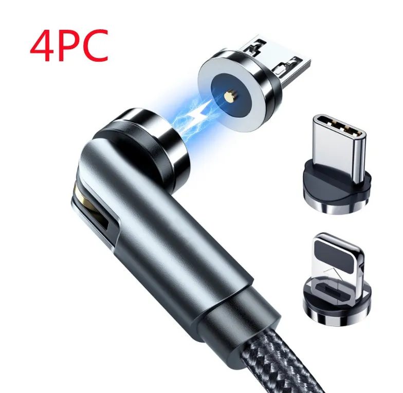Essager 360-degree rotate magnetic USB-C charging cable with nylon braid, blue LED indicator, and aluminium alloy connector in black