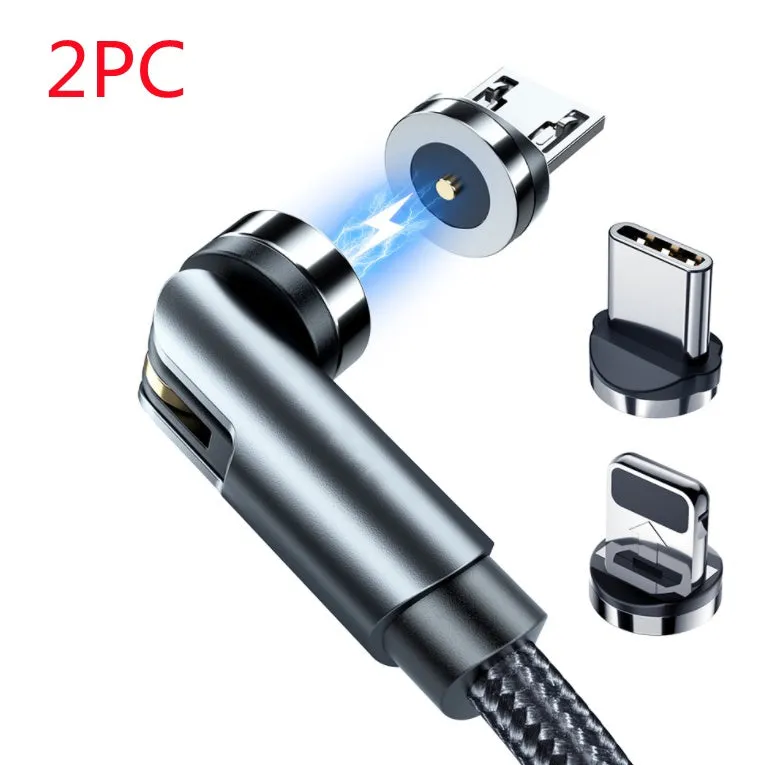 Essager 360-degree rotate magnetic USB-C charging cable with nylon braid, blue LED indicator, and aluminium alloy connector in black