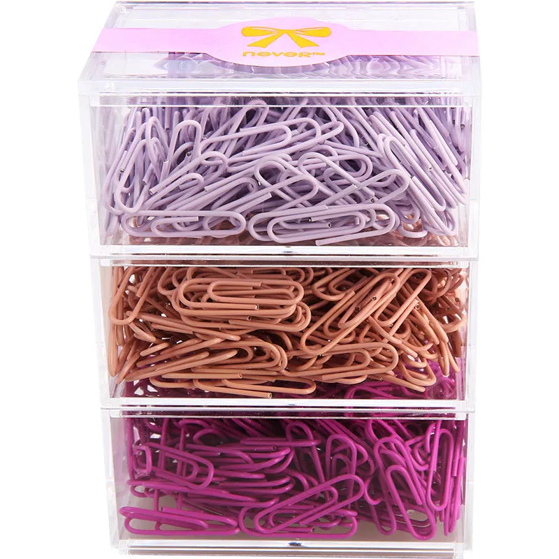 Mint green PVC coated metal paper clips in 28mm and 50mm sizes on white background