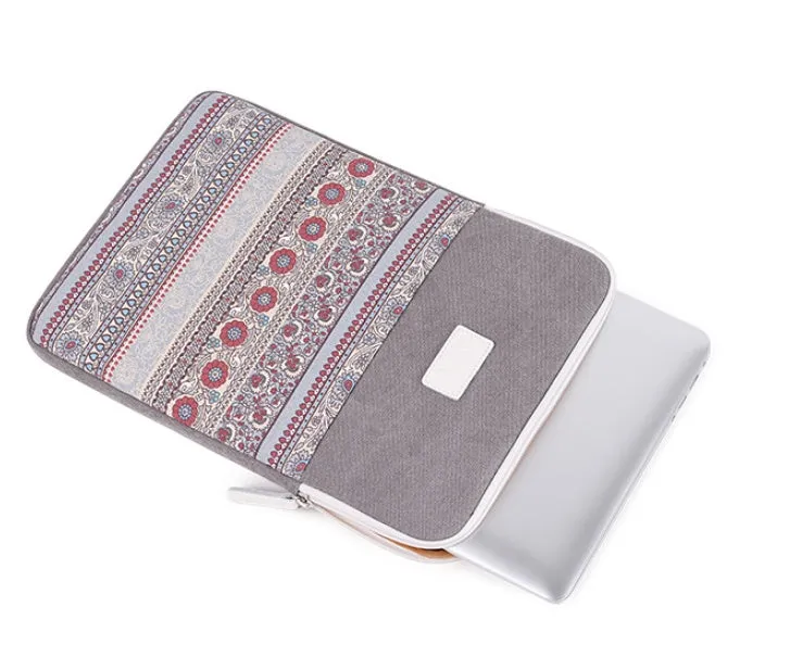 Canvas laptop sleeve bag for 15 inch notebook with shoulder strap, black style option