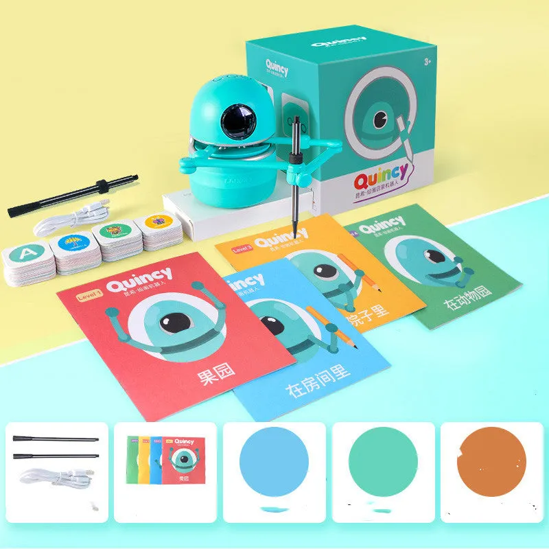 Painting robot for kindergarten children students with suction cup base and learning cards