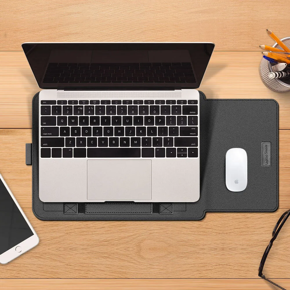 Universal laptop bag case in PU leather and TPU, fits 11 to 15 inch laptops, available in seven colours