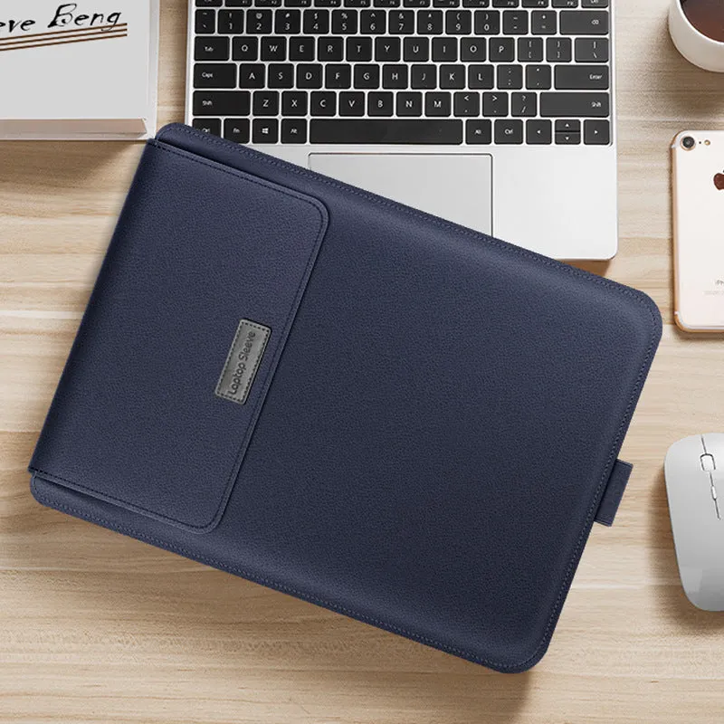 Universal laptop bag case in PU leather and TPU, fits 11 to 15 inch laptops, available in seven colours