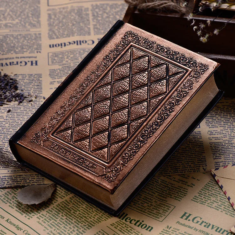 A5 embossed faux leather notepad with three-dimensional cover in bronze colour