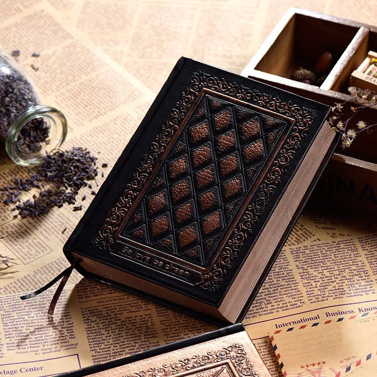 A5 embossed faux leather notepad with three-dimensional cover in bronze colour