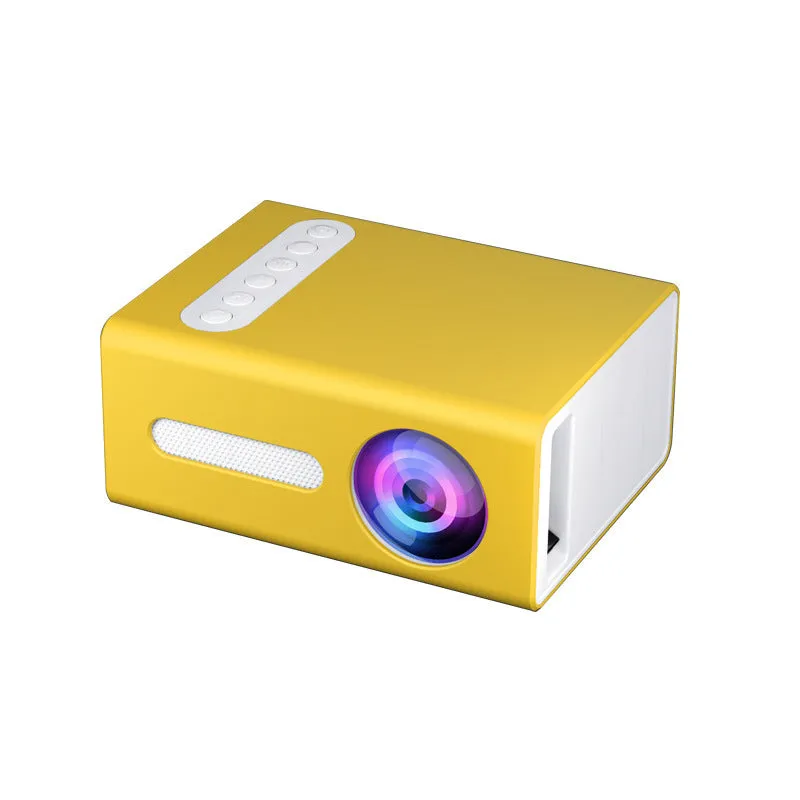 Home Office T300 miniature LED projector in black with front lens and input ports