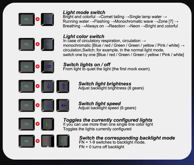 Kuiying T6RGB white RGB keyboard and mouse set with rainbow lighting, three DPI mouse, and included mouse pad on desk