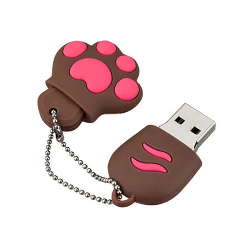 Cat claw cartoon USB flash drive in pink PVC shell with USB 2.0 interface