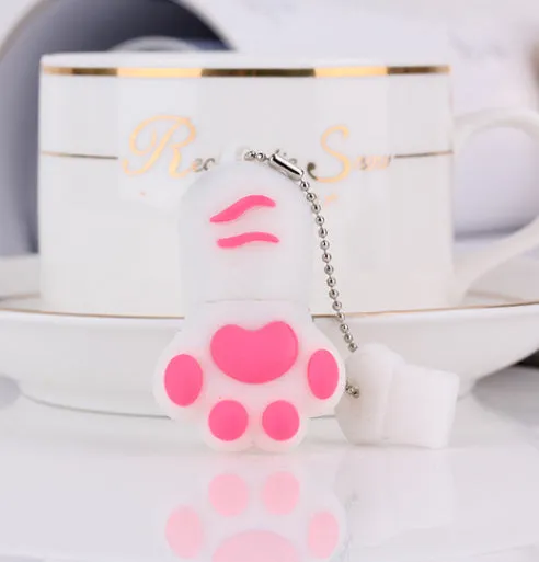 Cat claw cartoon USB flash drive in pink PVC shell with USB 2.0 interface