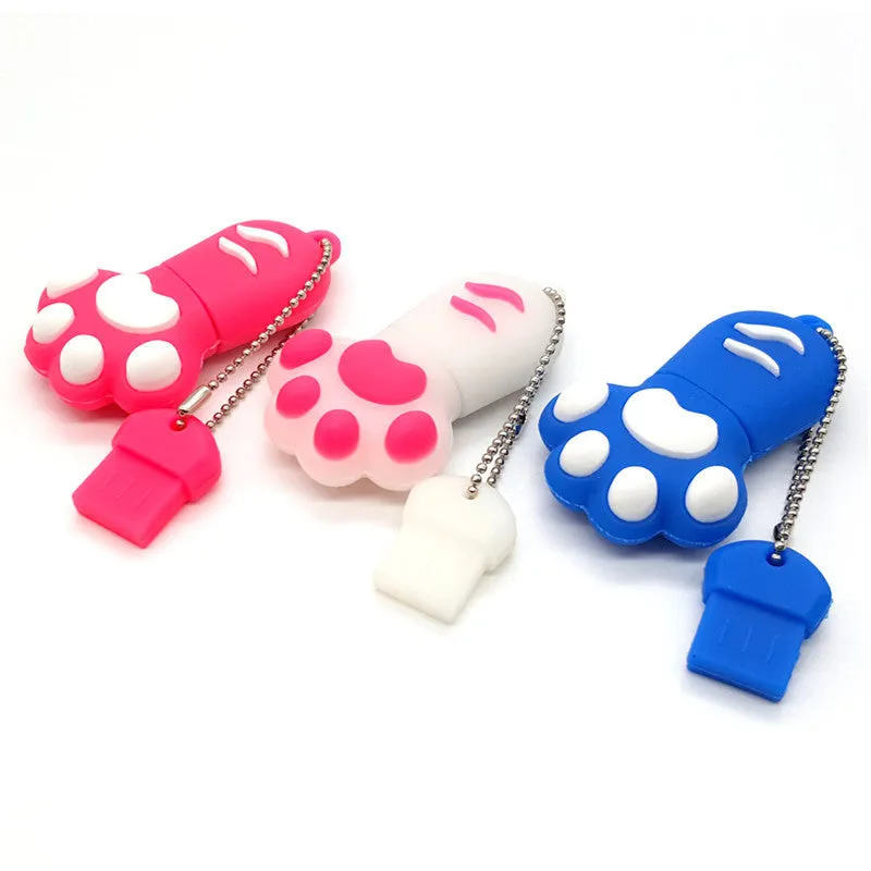 Cat claw cartoon USB flash drive in pink PVC shell with USB 2.0 interface