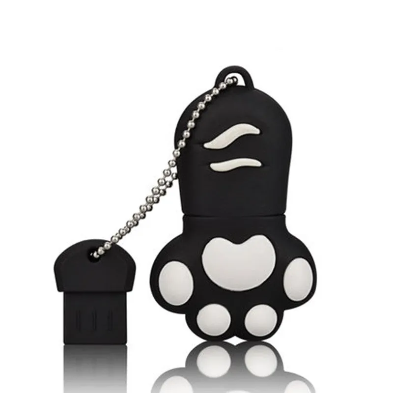 Cat claw cartoon USB flash drive in pink PVC shell with USB 2.0 interface