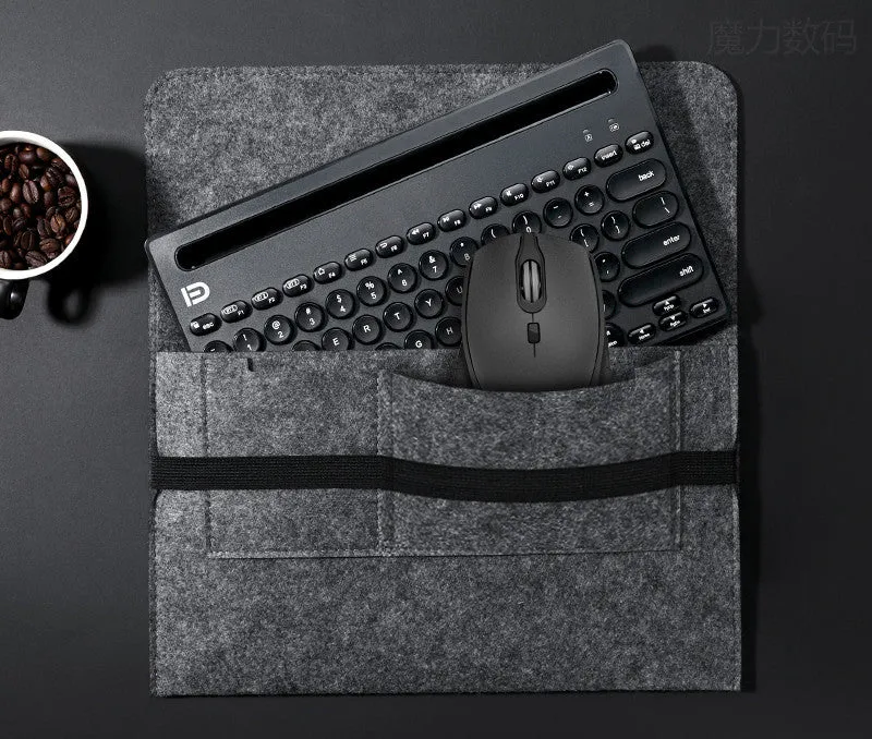 Wireless Bluetooth keyboard and mouse set in pink with storage bag