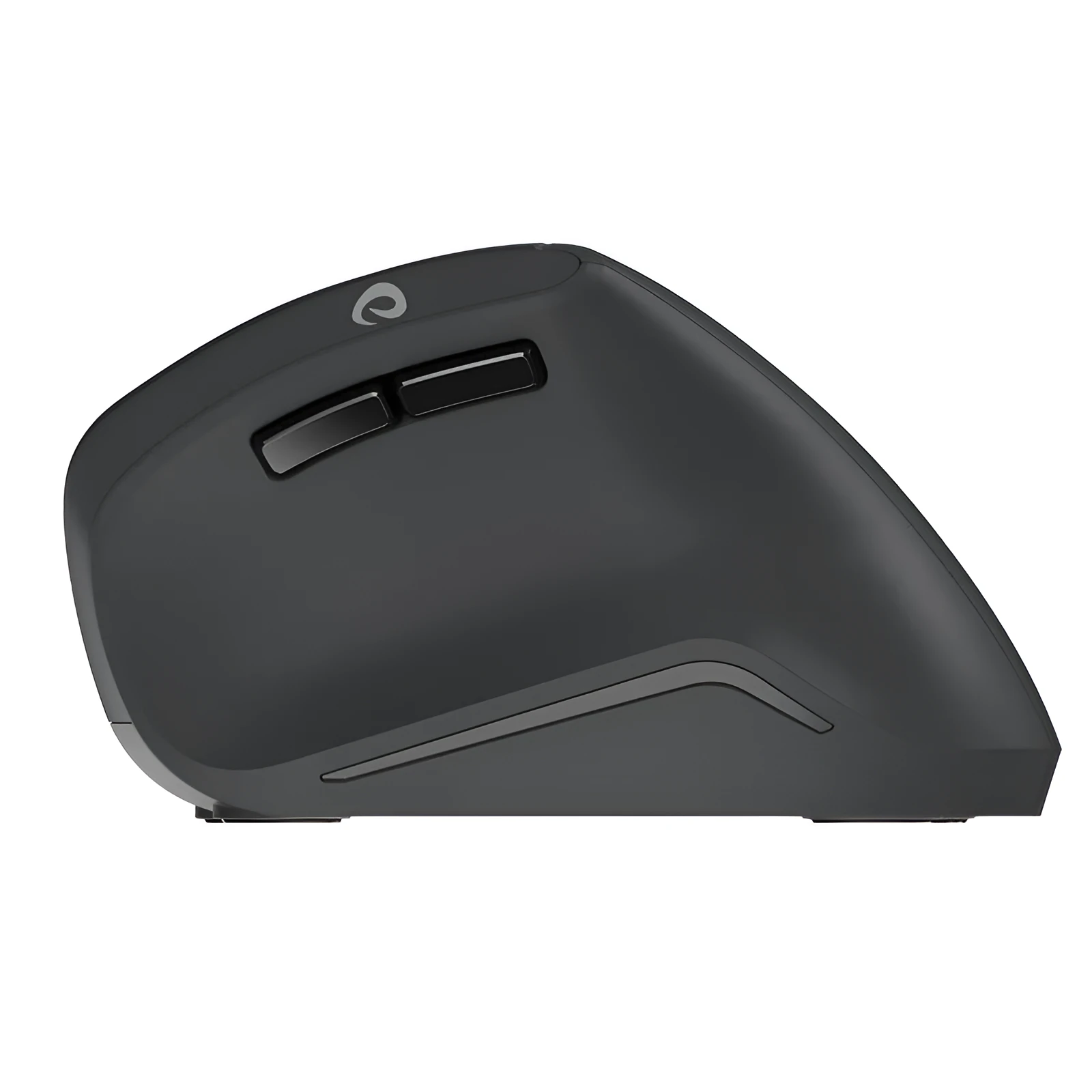 Vertical 2.4G wireless mouse in black with ergonomic shape, 1600dpi, and six buttons