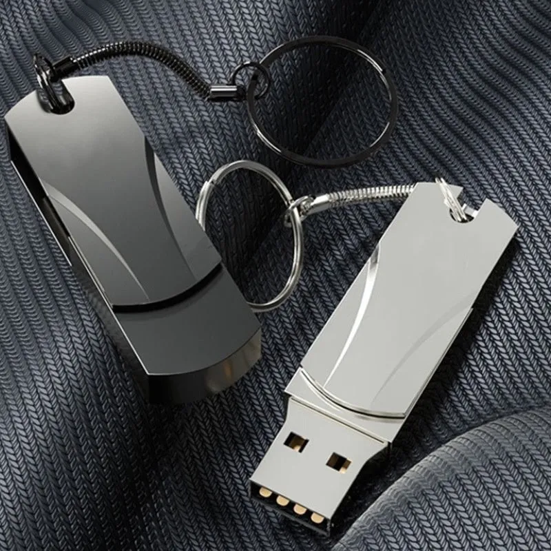 Large capacity USB metal expansion disk in silver and gray, rotating design, compact size 40x15x8mm