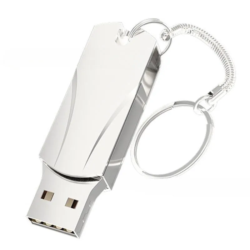 Large capacity USB metal expansion disk in silver and gray, rotating design, compact size 40x15x8mm