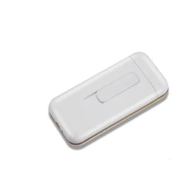 Plastic cigarette lighter in golden colour with compact body and flame, 118x55x25mm box