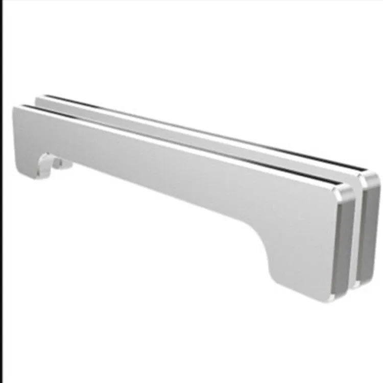 Silver aluminum alloy computer monitor riser stand with sandblasted finish on a desk