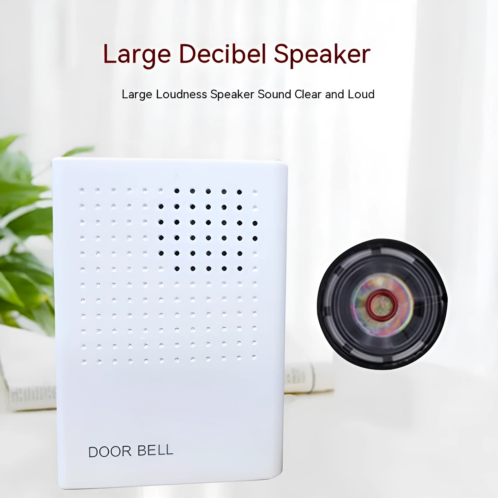White wired doorbell 87x62x23mm mounted on door frame with dingdong chime for hotel or home use