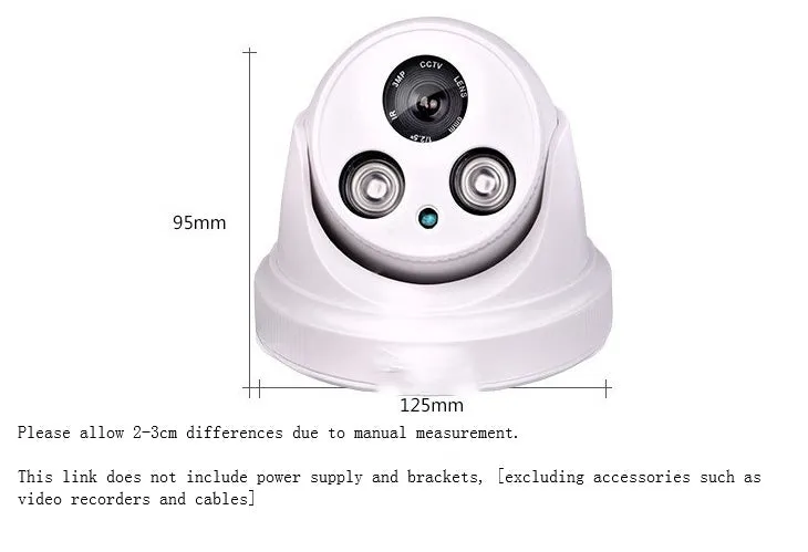 BST-103P infrared dome surveillance camera with 3.6mm lens for indoor night vision monitoring