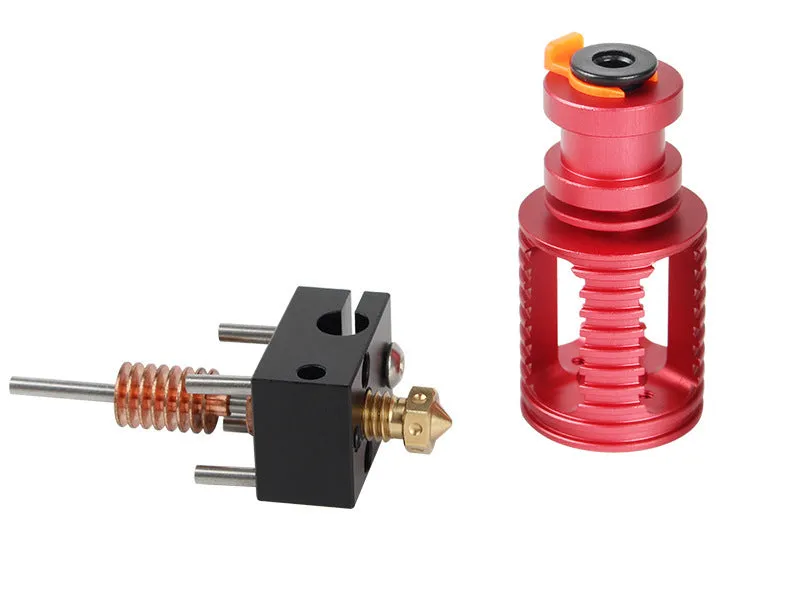 Upgraded Seal 3D printer extruder Dragon Hotend with orange buckle, 0.4mm nozzle, and six brass nozzles