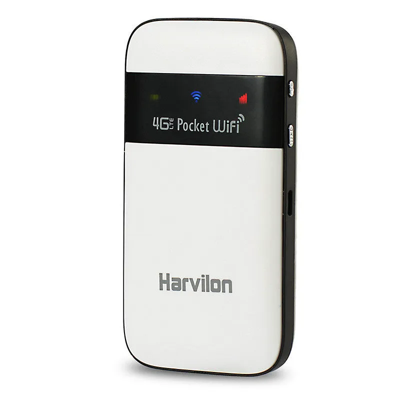 White 4G LTE mobile wireless router with LED light display and SIM card slot