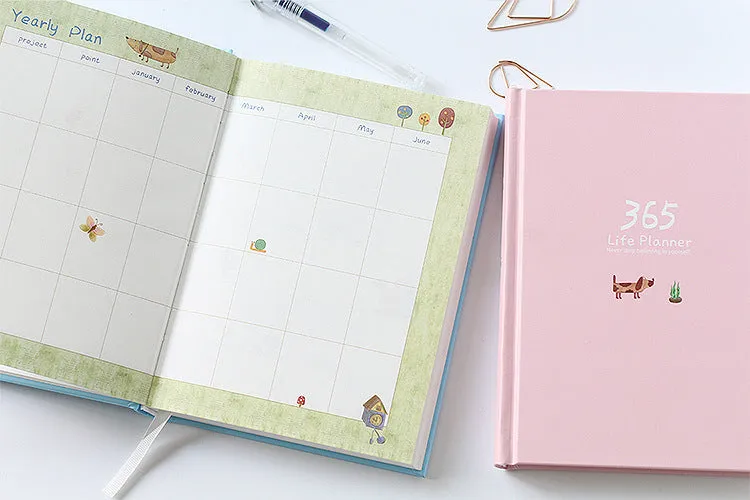 Schedule This Hardback Colour Set Inside Notebook with 228 pages, 100gsm paper, original designer illustration, dark green cover