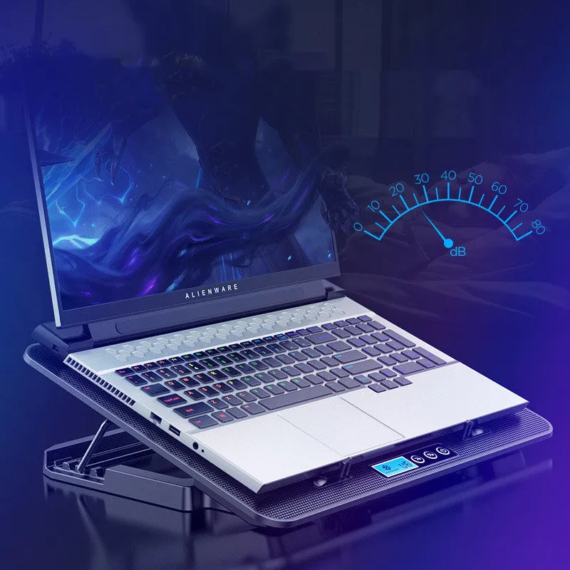A9 laptop cooler with six fans, alloy body, 360x255x27mm, black regular version
