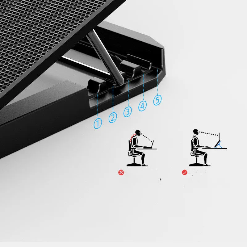 A9 laptop cooler with six fans, alloy body, 360x255x27mm, black regular version