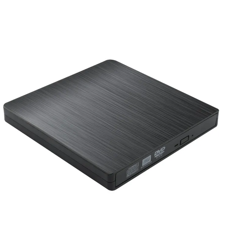 External optical disk drive in black with USB 2.0 and 3.0 support for DVD burning