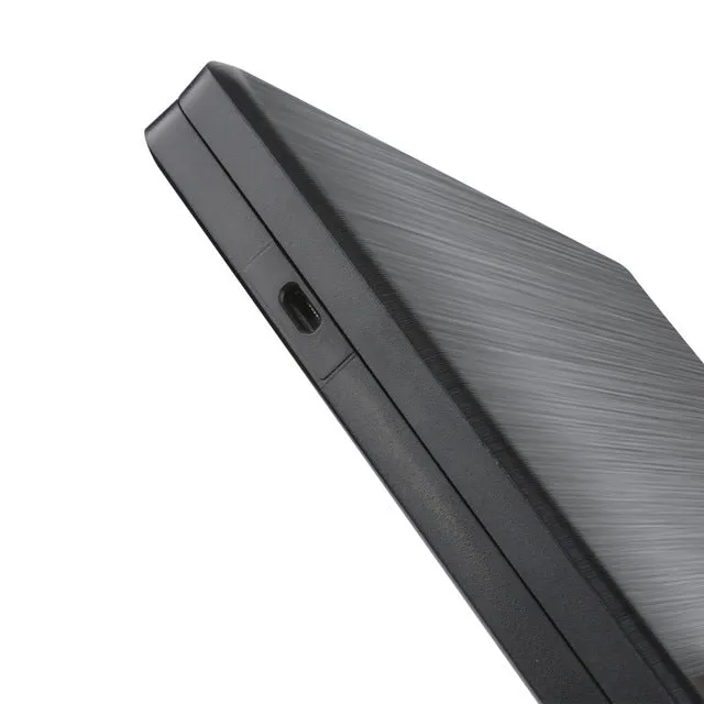 External optical disk drive in black with USB 2.0 and 3.0 support for DVD burning