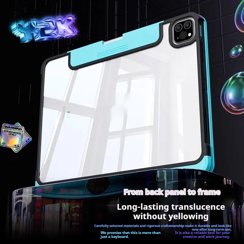 Blue shockproof PC protective case for an iPad Pro 11-inch with keyboard compatibility visible.