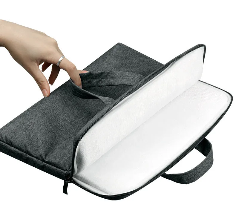 Ant cloth laptop sleeve for MacBook in grey, with soft handle and padded interior