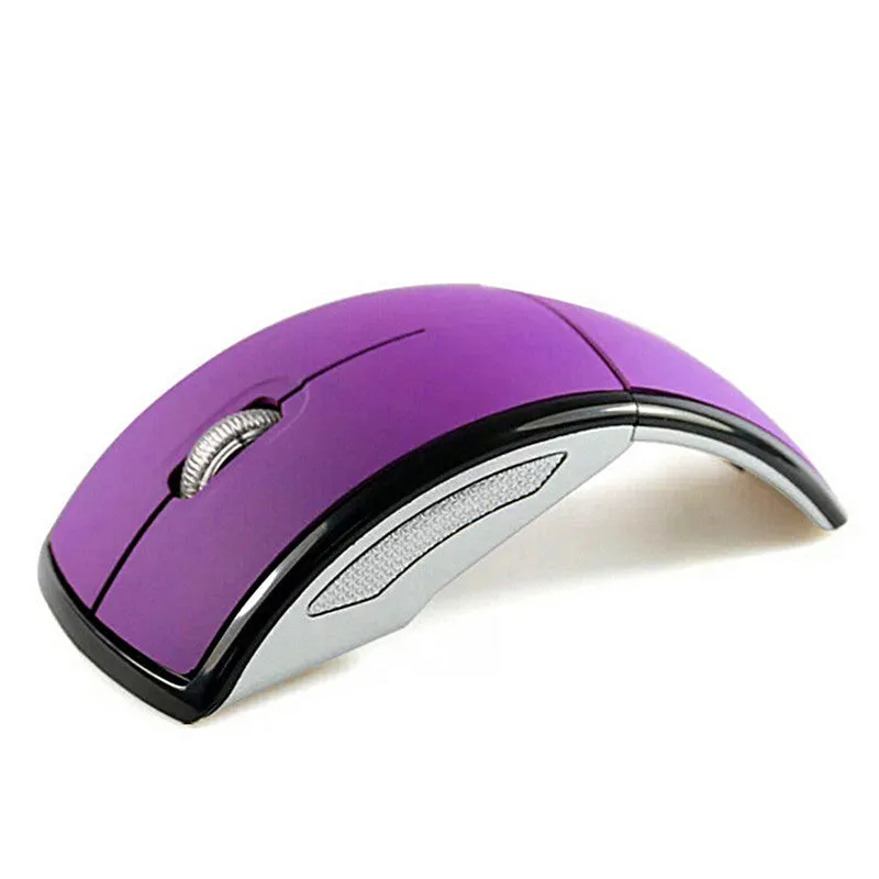 Wireless foldable mouse in black with compact design, 2.4GHz receiver, and 1600CPI optical sensor
