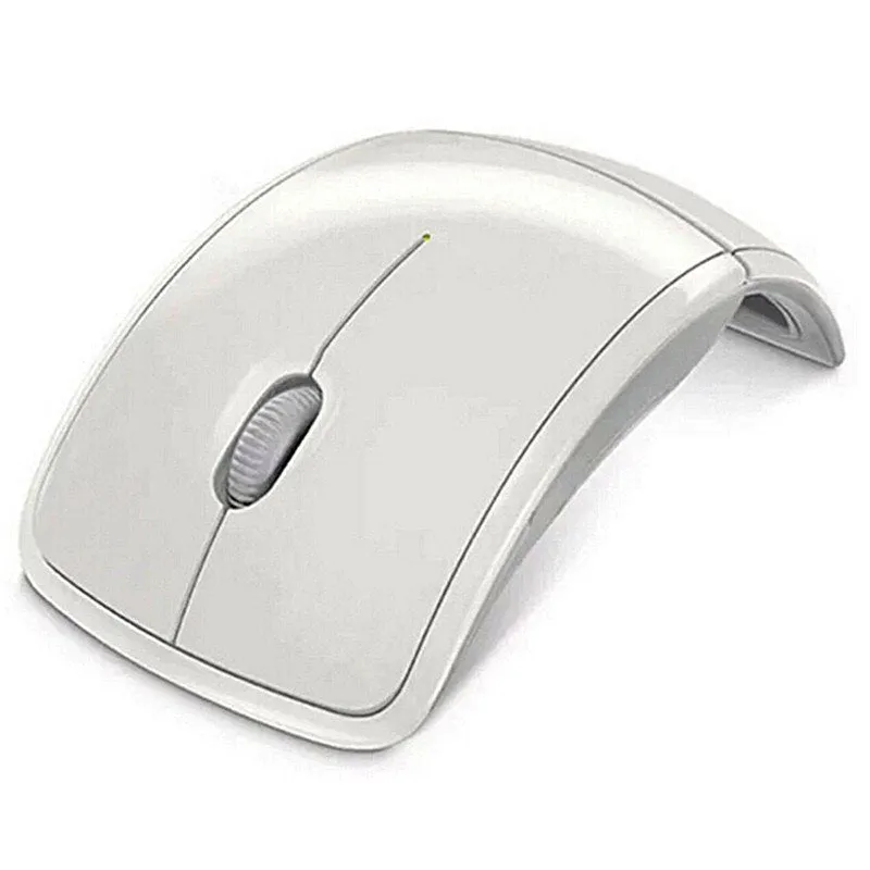 Wireless foldable mouse in black with compact design, 2.4GHz receiver, and 1600CPI optical sensor