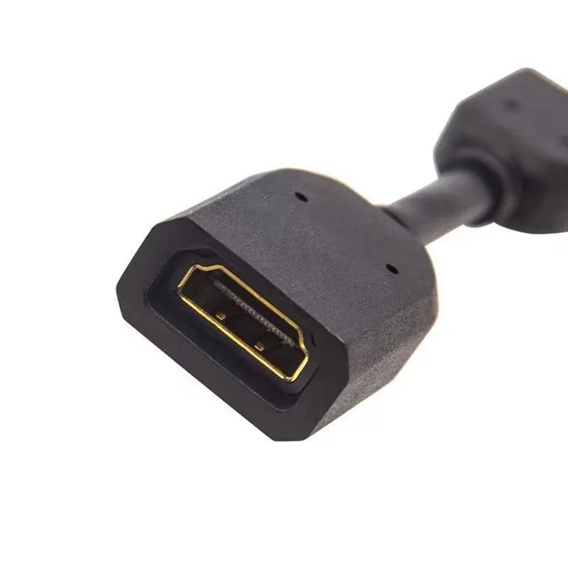 Black 10cm male to female HDMI extension cable with gold-plated plug